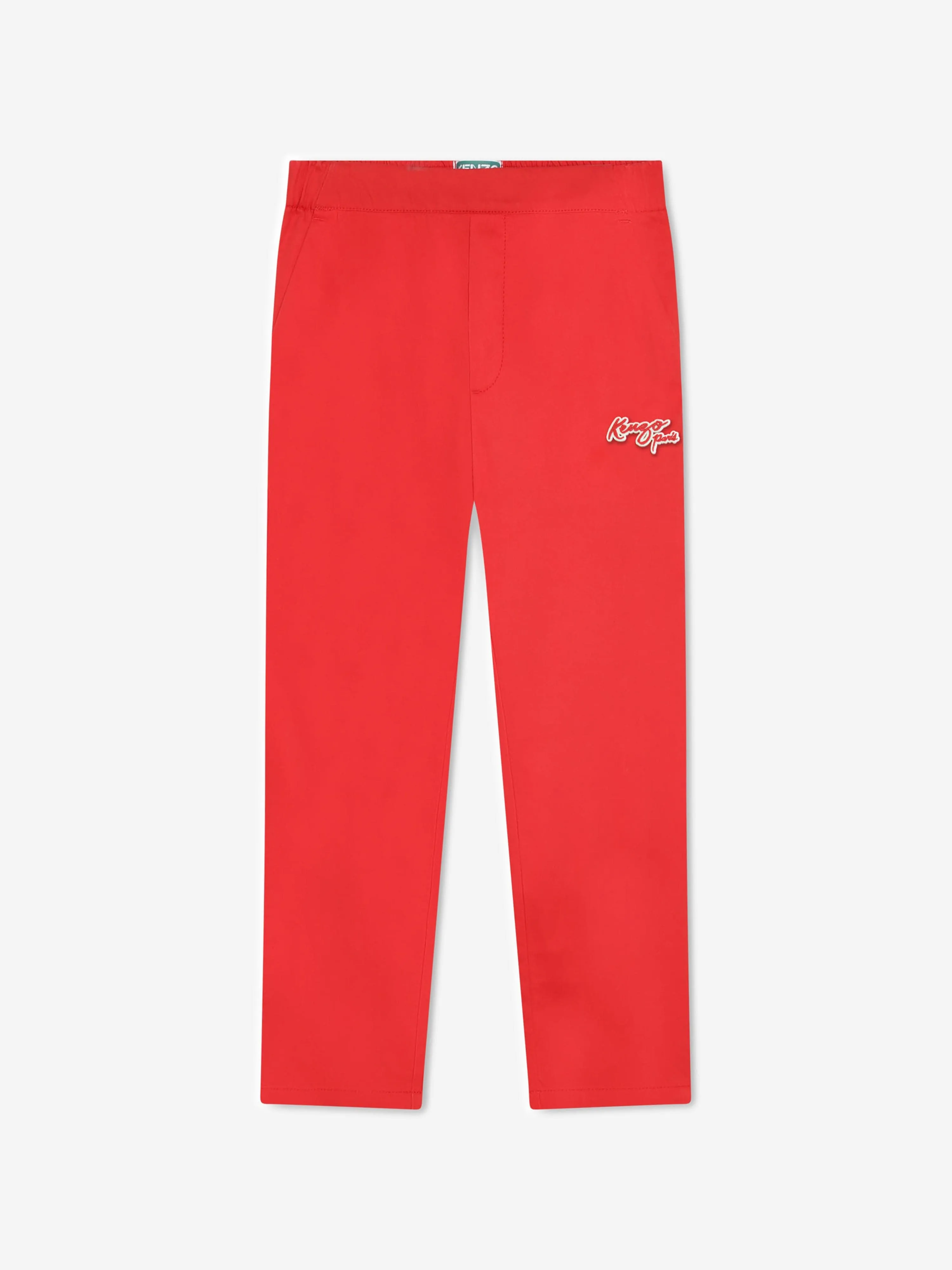 KENZO Boys Embroidered Badge Trousers in Red