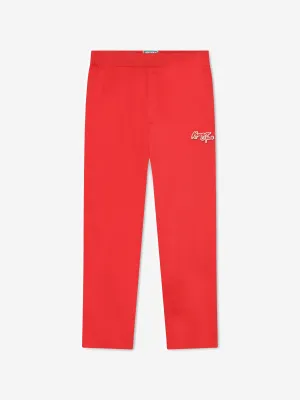 KENZO Boys Embroidered Badge Trousers in Red