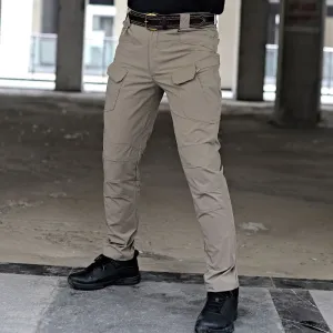 Khaki Stretch Outdoor Work Trousers with Pockets and Belt