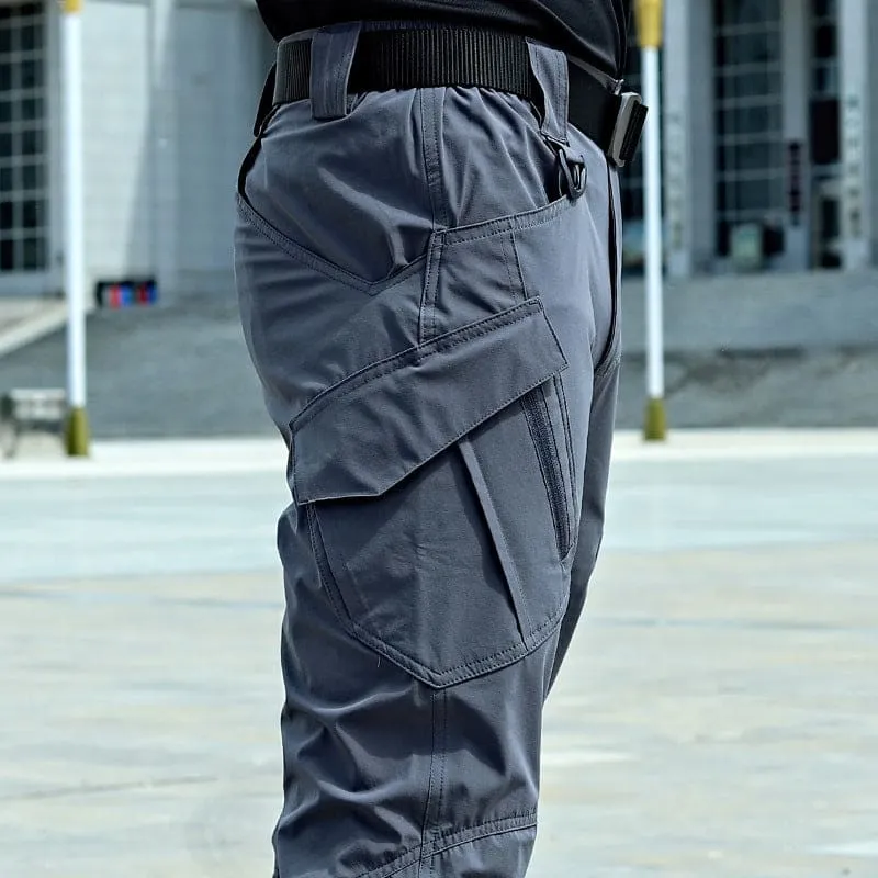 Khaki Stretch Outdoor Work Trousers with Pockets and Belt