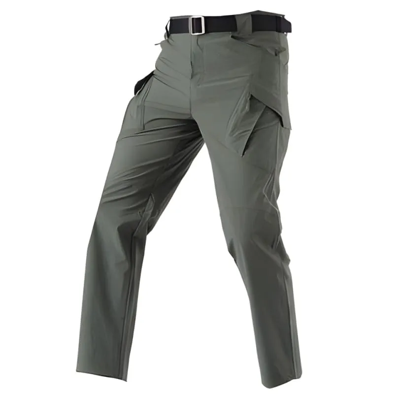 Khaki Stretch Outdoor Work Trousers with Pockets and Belt