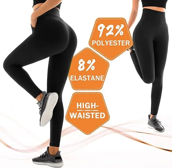 Leggings for Women, High Waist Gym Leggings with Pocket for Workout Running Exercise