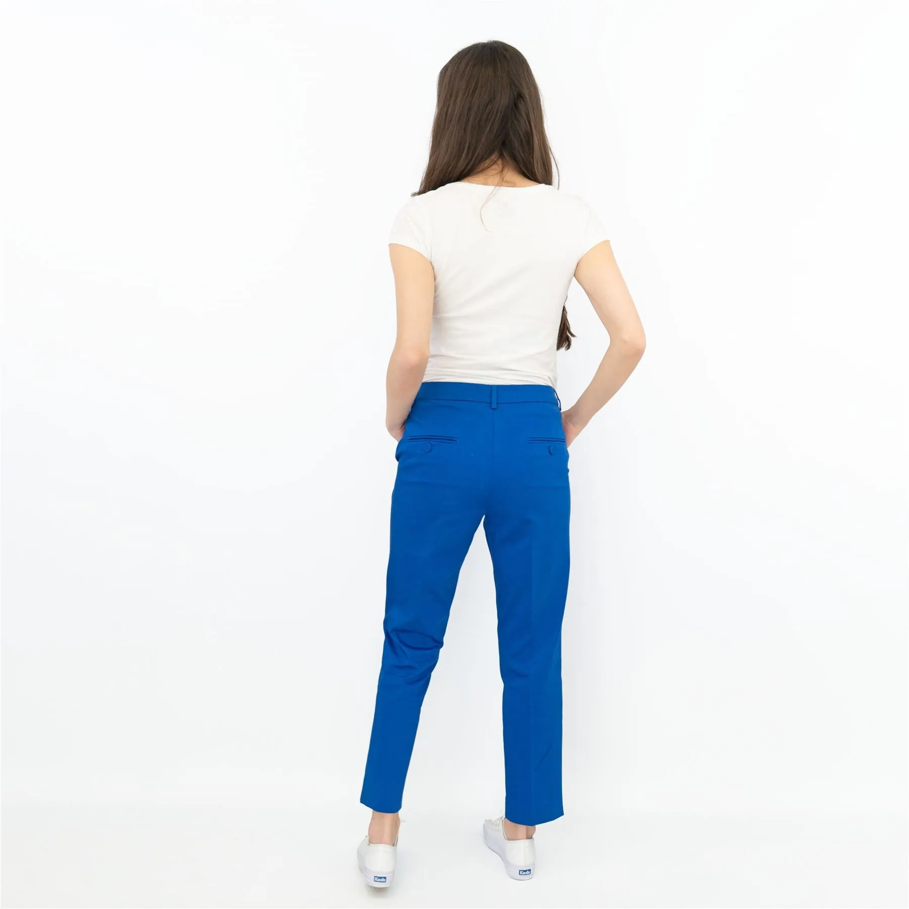 Max Mara Weekend Novak Blue Cotton Cigarette Slim Leg Trousers