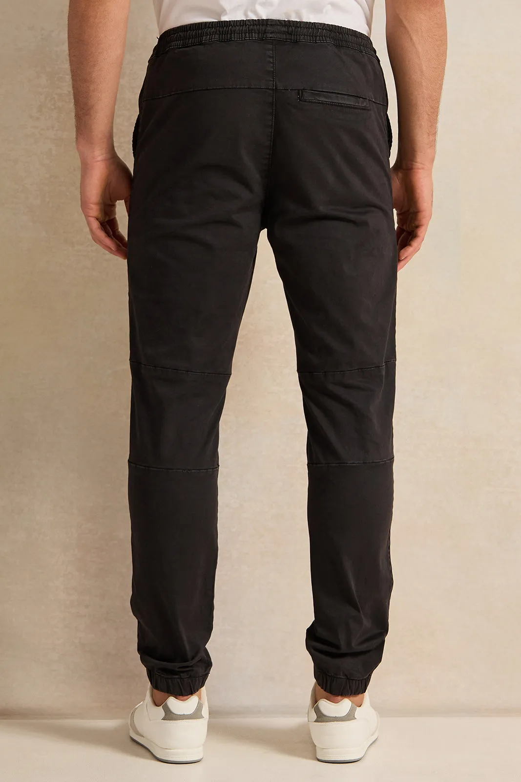 Men Black Twill Joggers