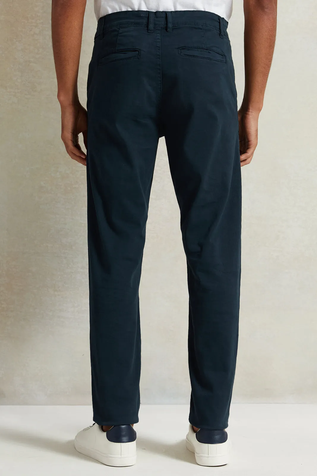 Men Navy Slim Fit Chino Trousers