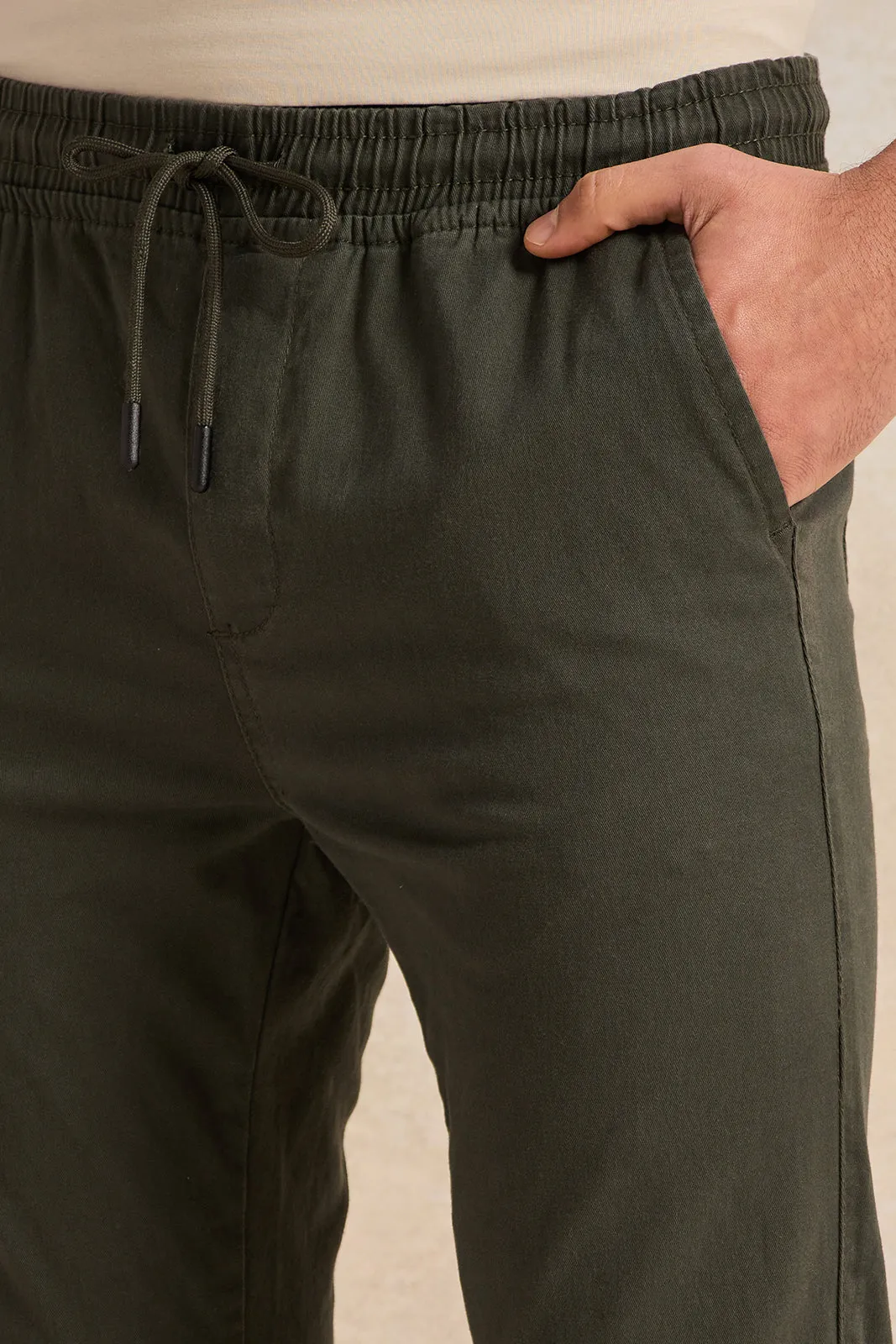 Men OliveTwill Joggers