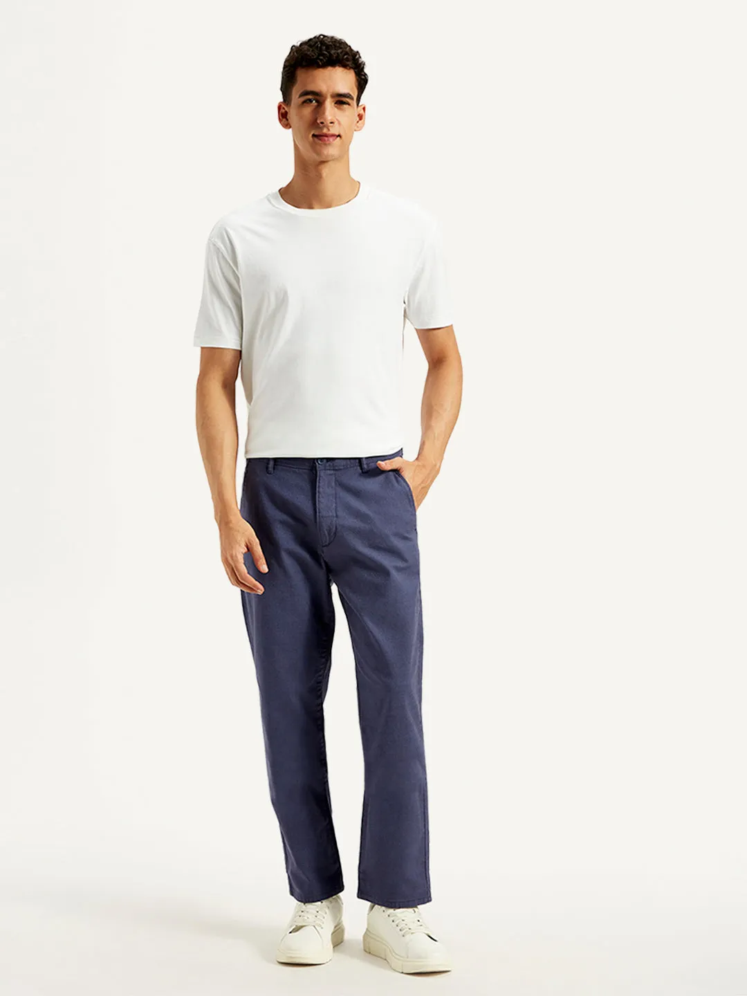 Men's Blue Straight Fit Chinos