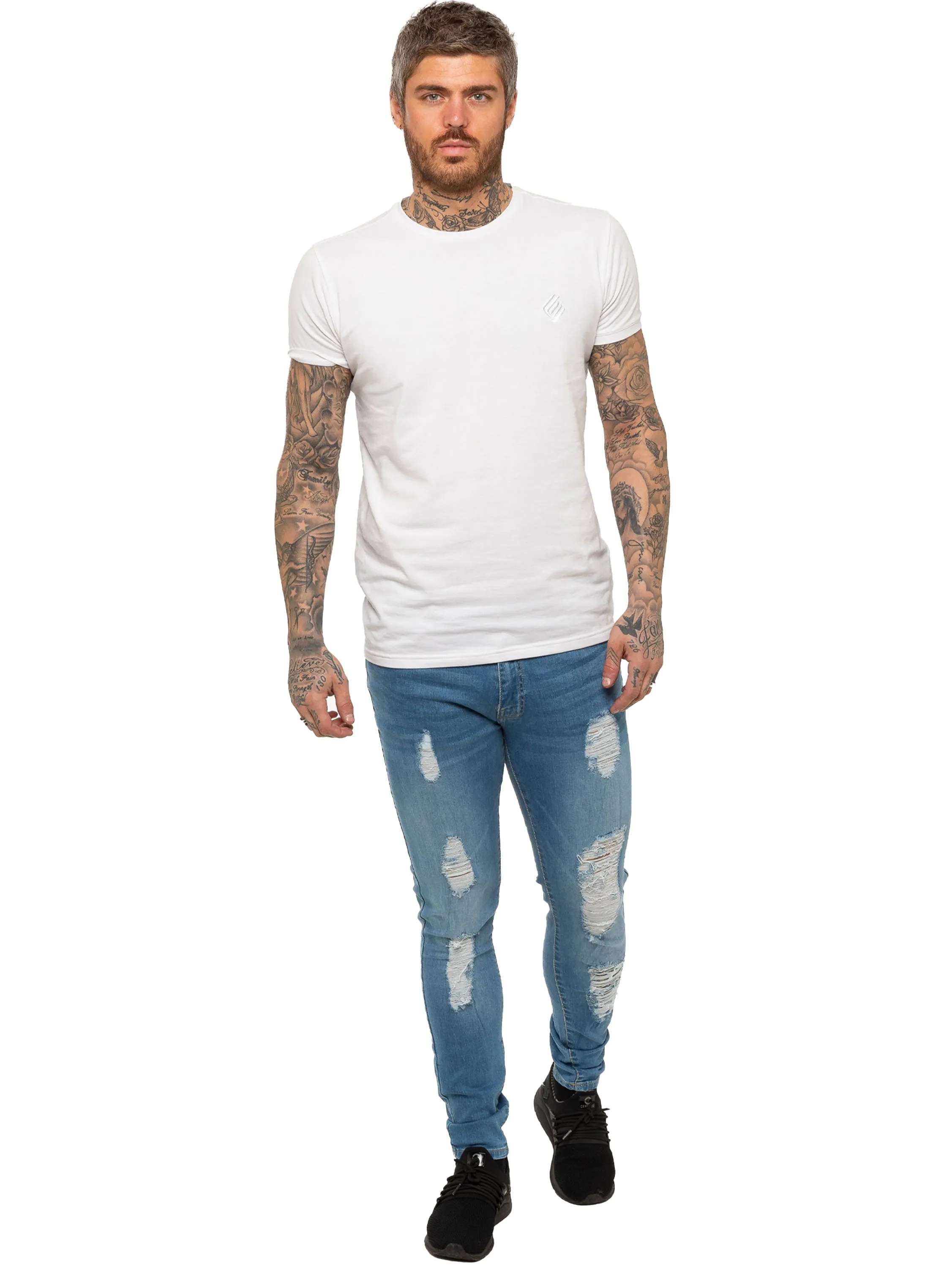 Mens Denim Ripped Denim Jeans lsw | Enzo Designer Menswear