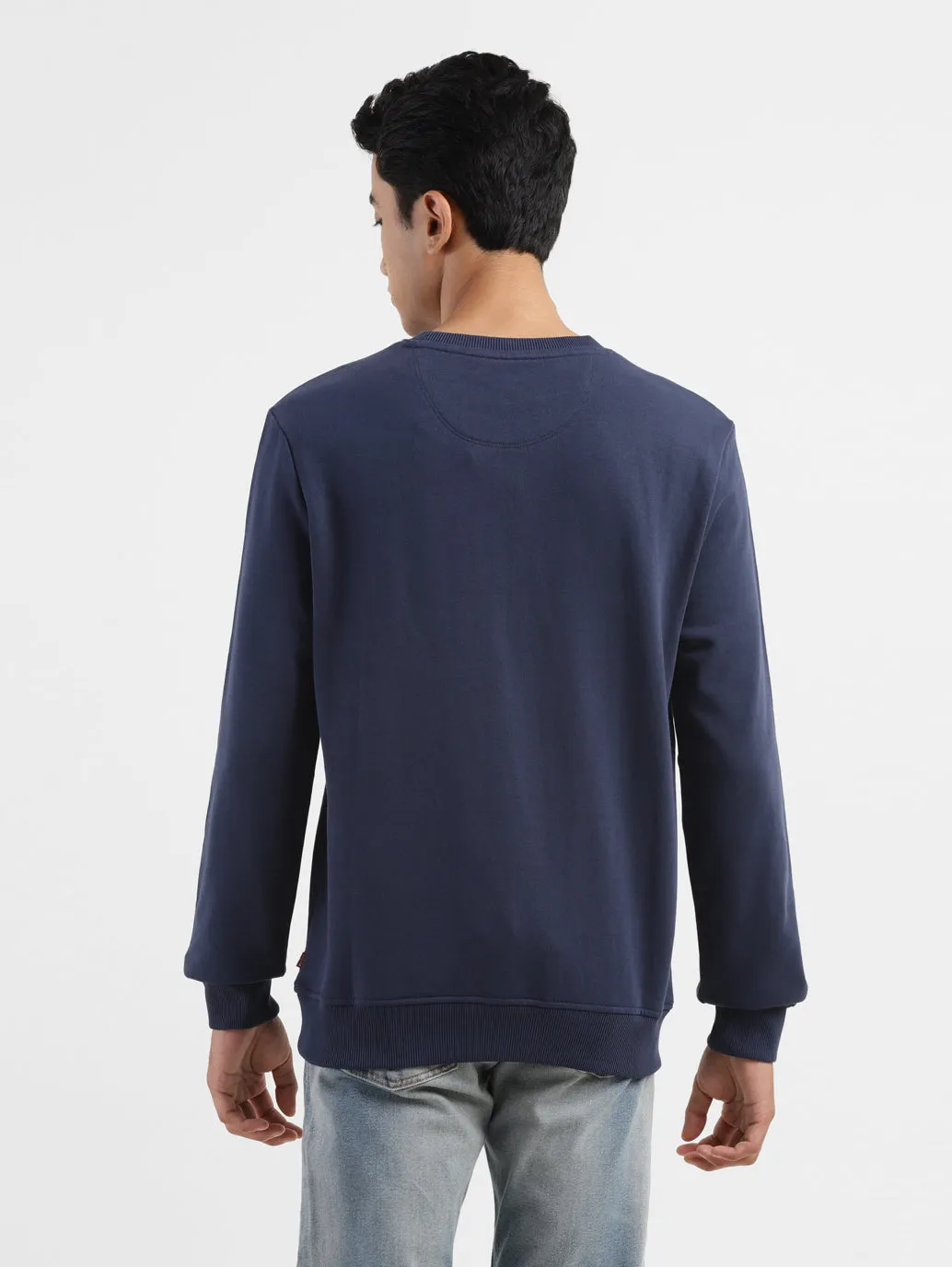 Men's Solid Navy Crew Neck Sweatshirt