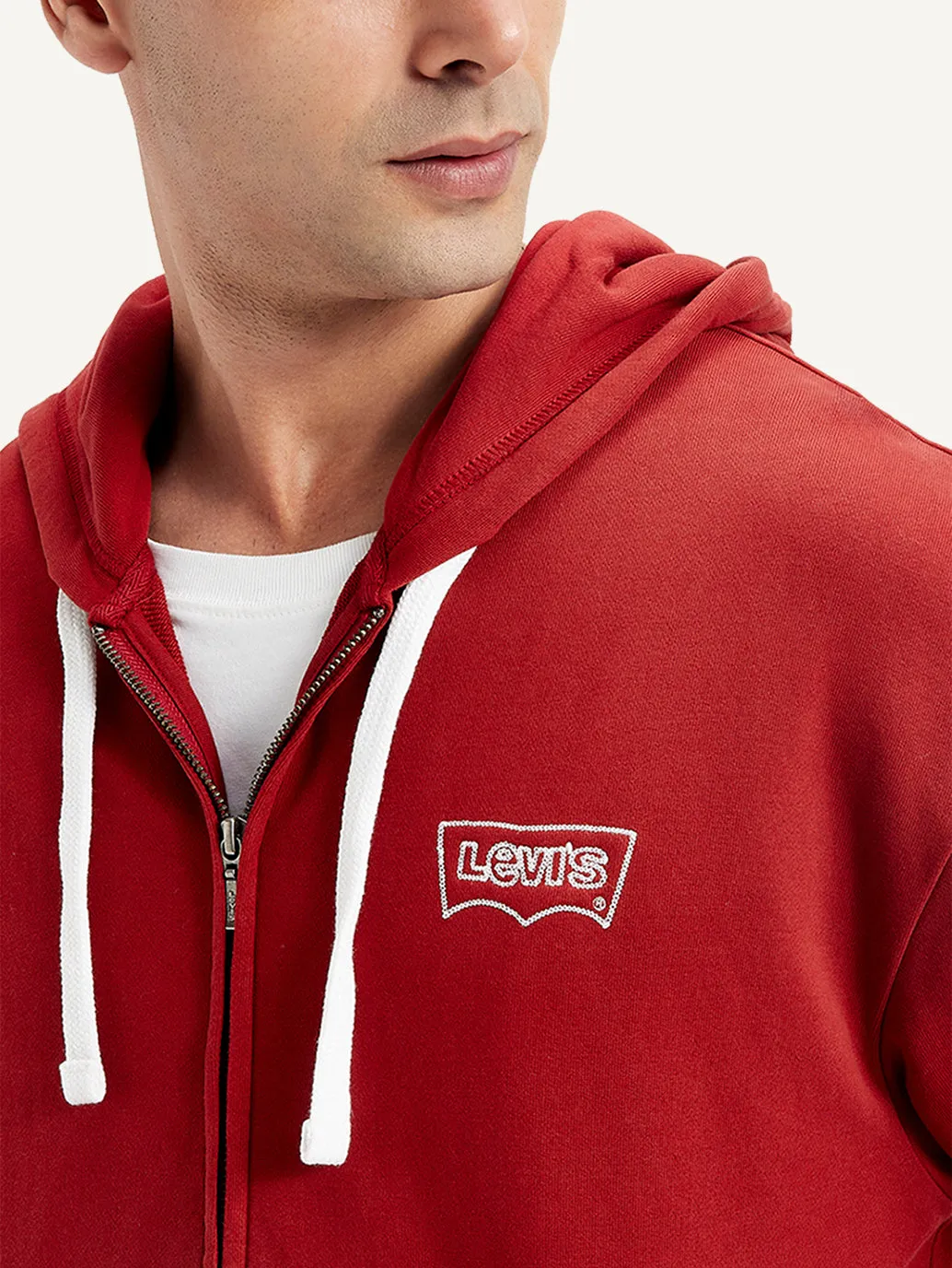 Men's Solid Red Hooded Sweatshirt