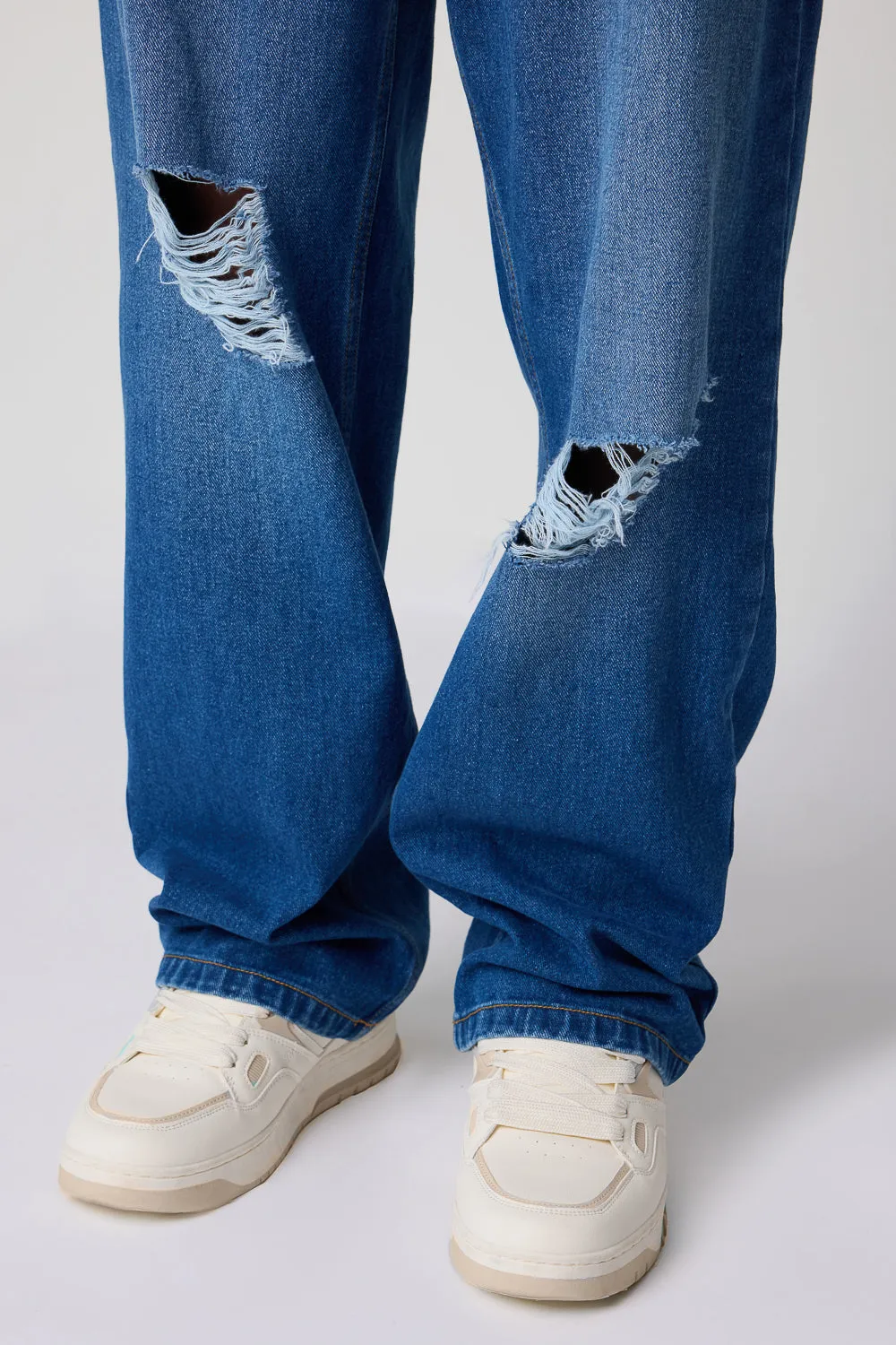 Men's Urban Distressed Wide Fit Denim Jeans