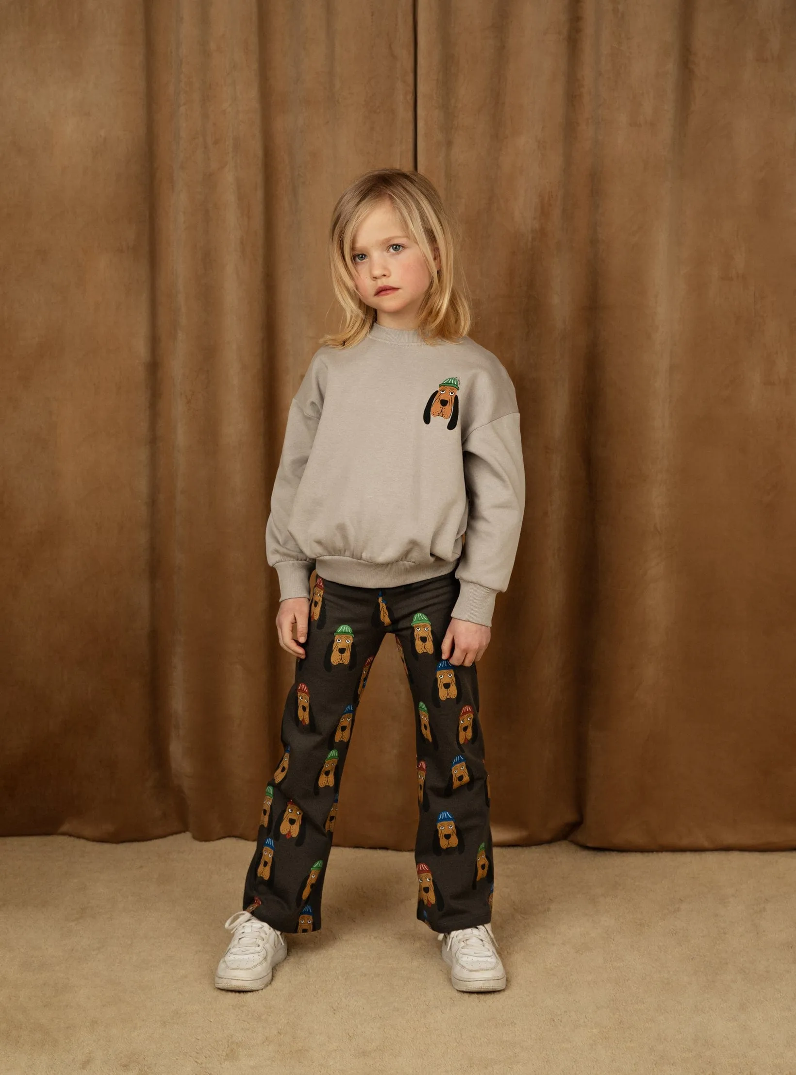 Mini Rodini Girls Bloodhound Flared Trousers in Grey