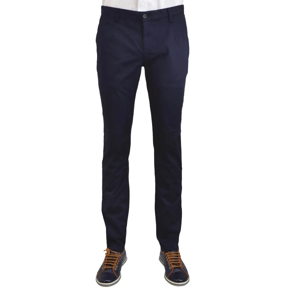 Navy Garment Dyed Cotton Trousers