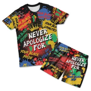 Never Apologize For Being Black T-shirt and Shorts Set