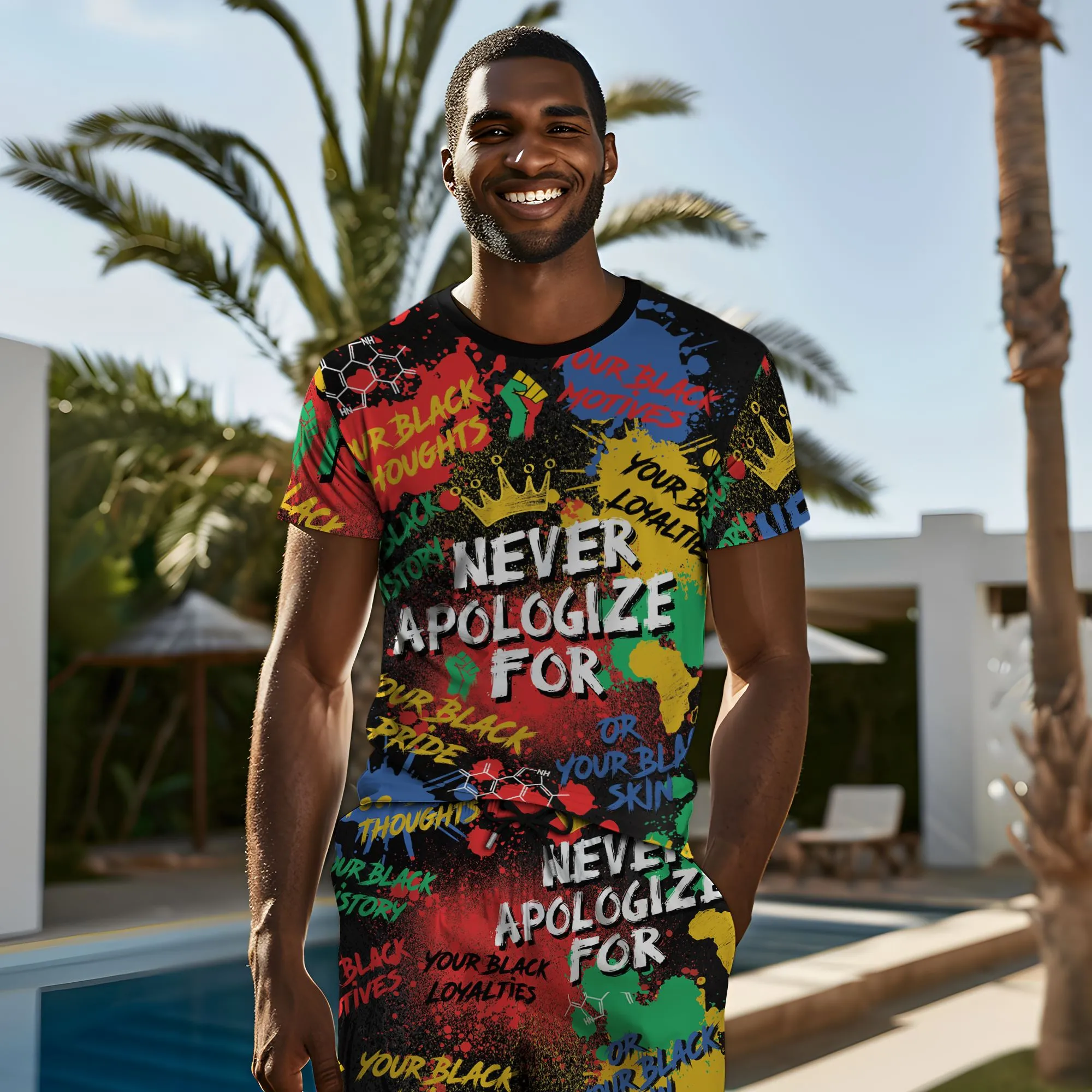 Never Apologize For Being Black T-shirt and Shorts Set