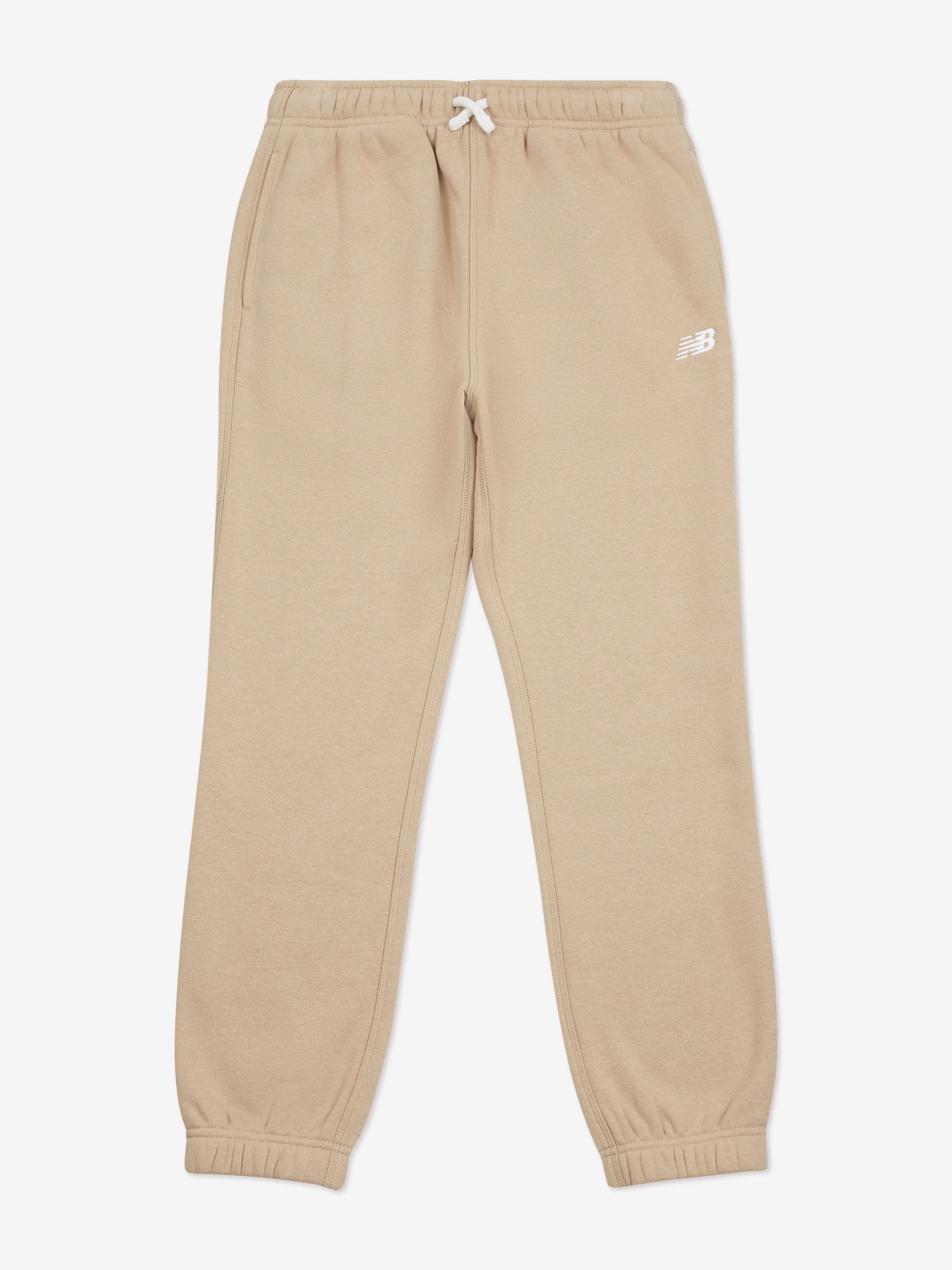 New Balance Boys Brush Back Small Logo Joggers in Beige