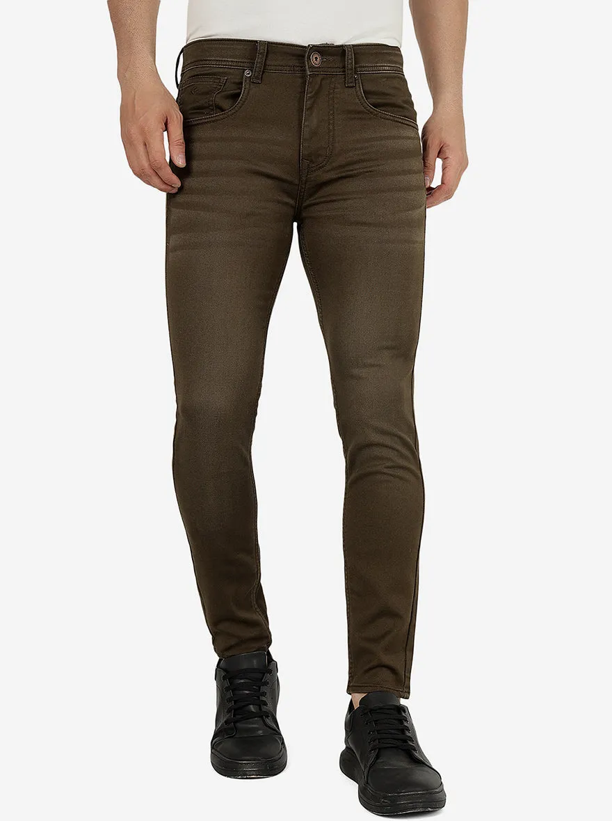 Olive Green Washed Urban Fit Jeans | Greenfibre