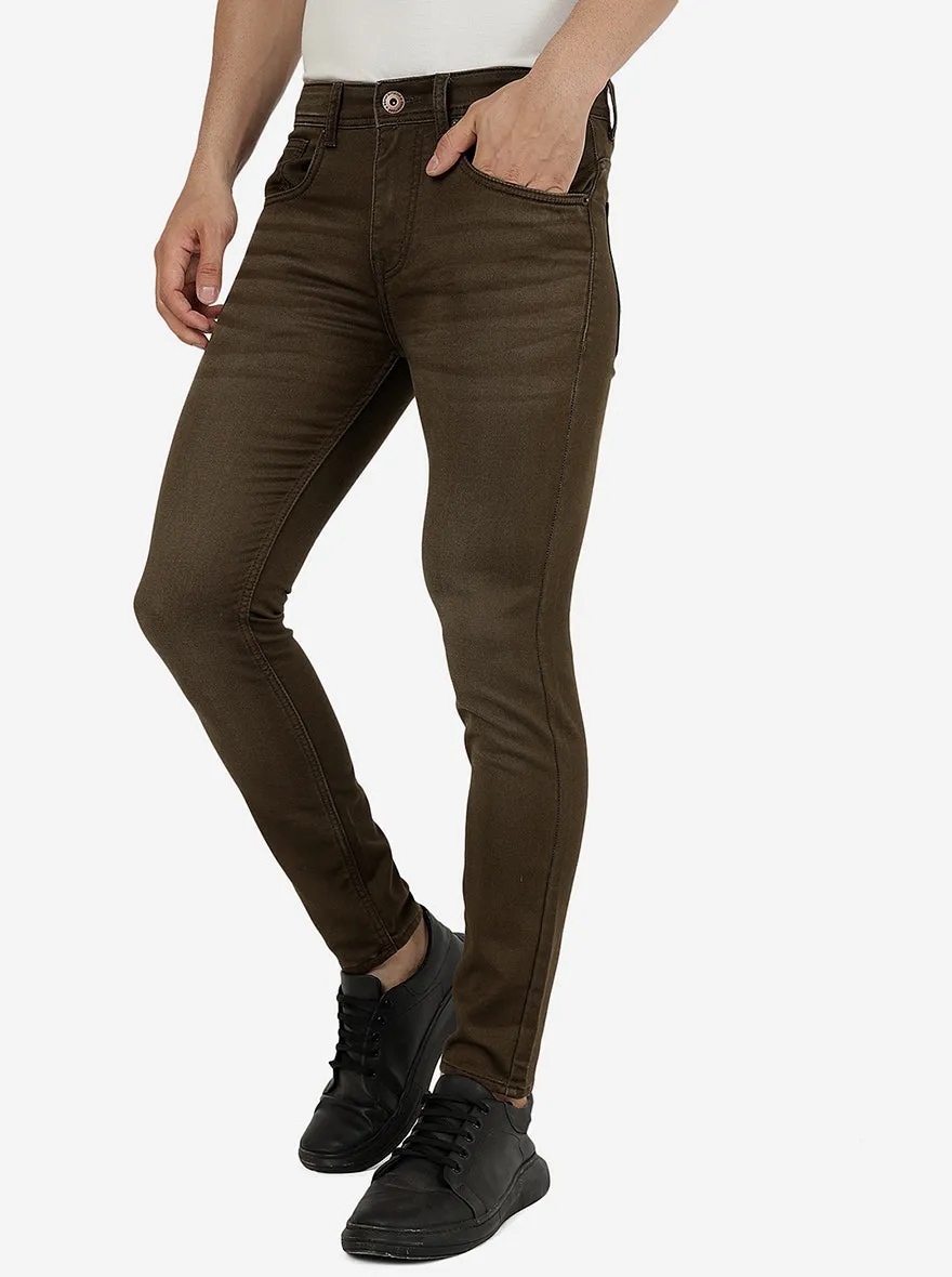 Olive Green Washed Urban Fit Jeans | Greenfibre