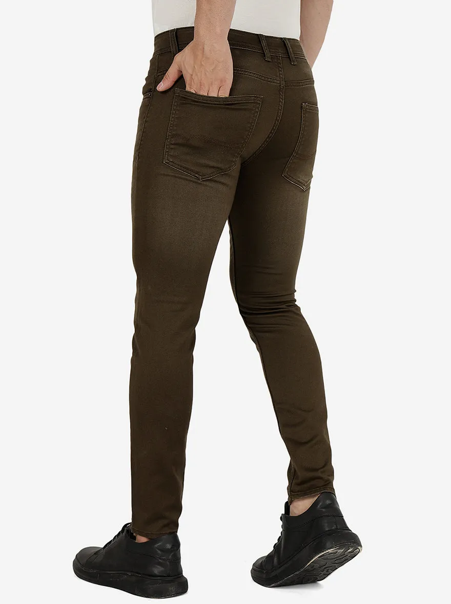 Olive Green Washed Urban Fit Jeans | Greenfibre