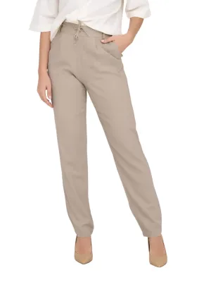 Only Womens Caro-Poptrash Easy Linen Trousers Oxford Tan