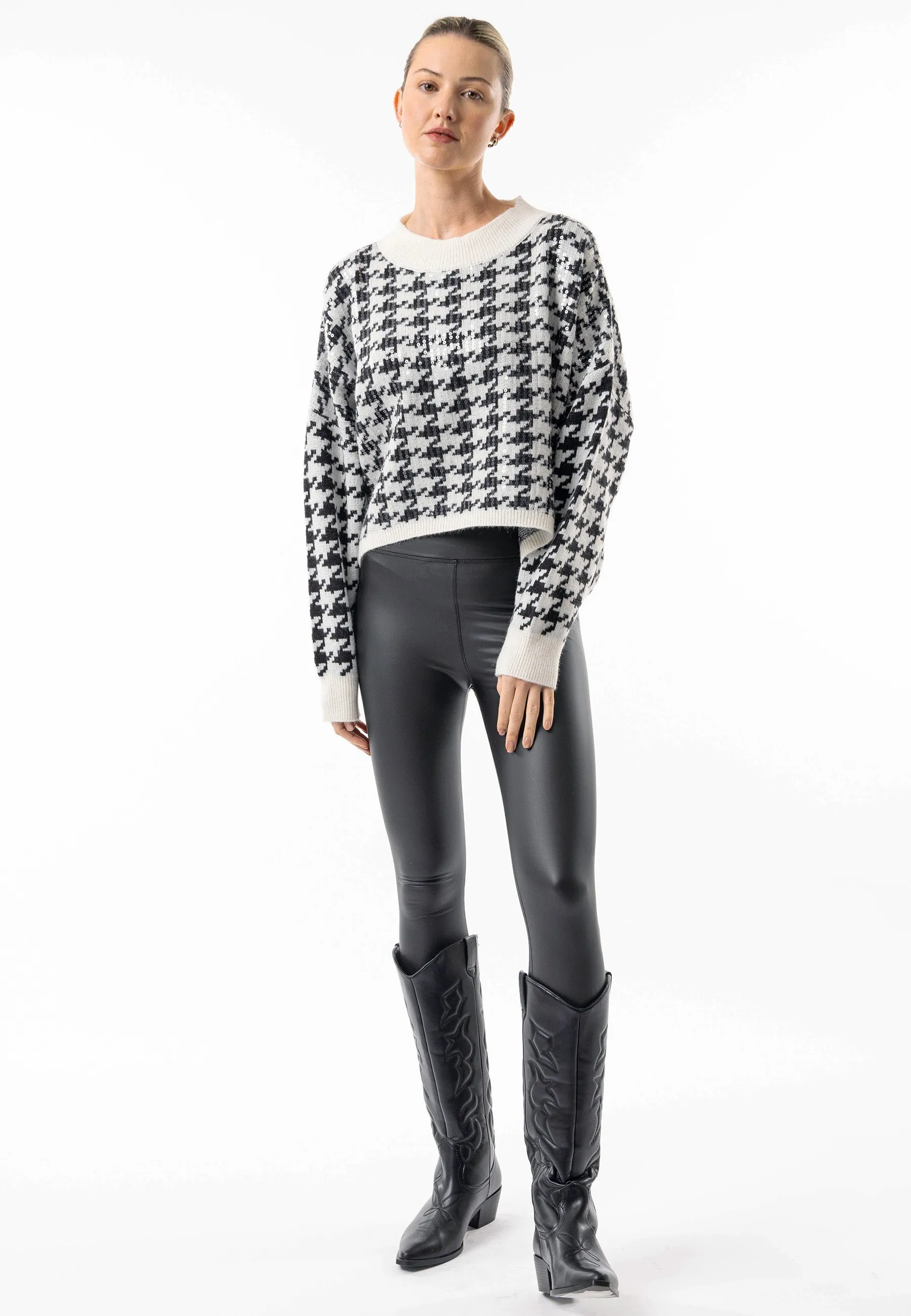 Oversized Sequin Houndstooth Jumper