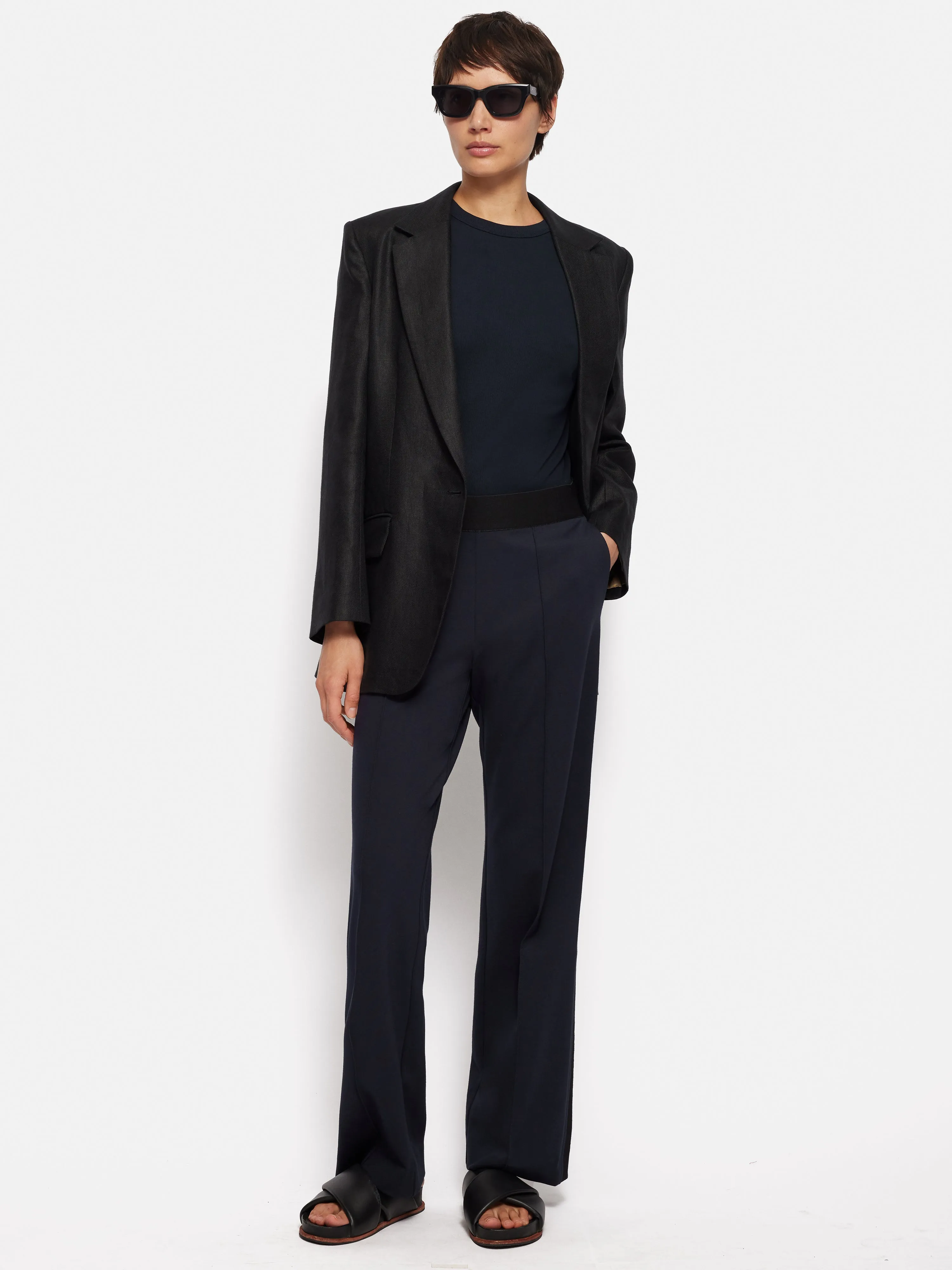 Ponte Trouser With Trim Detail | Navy