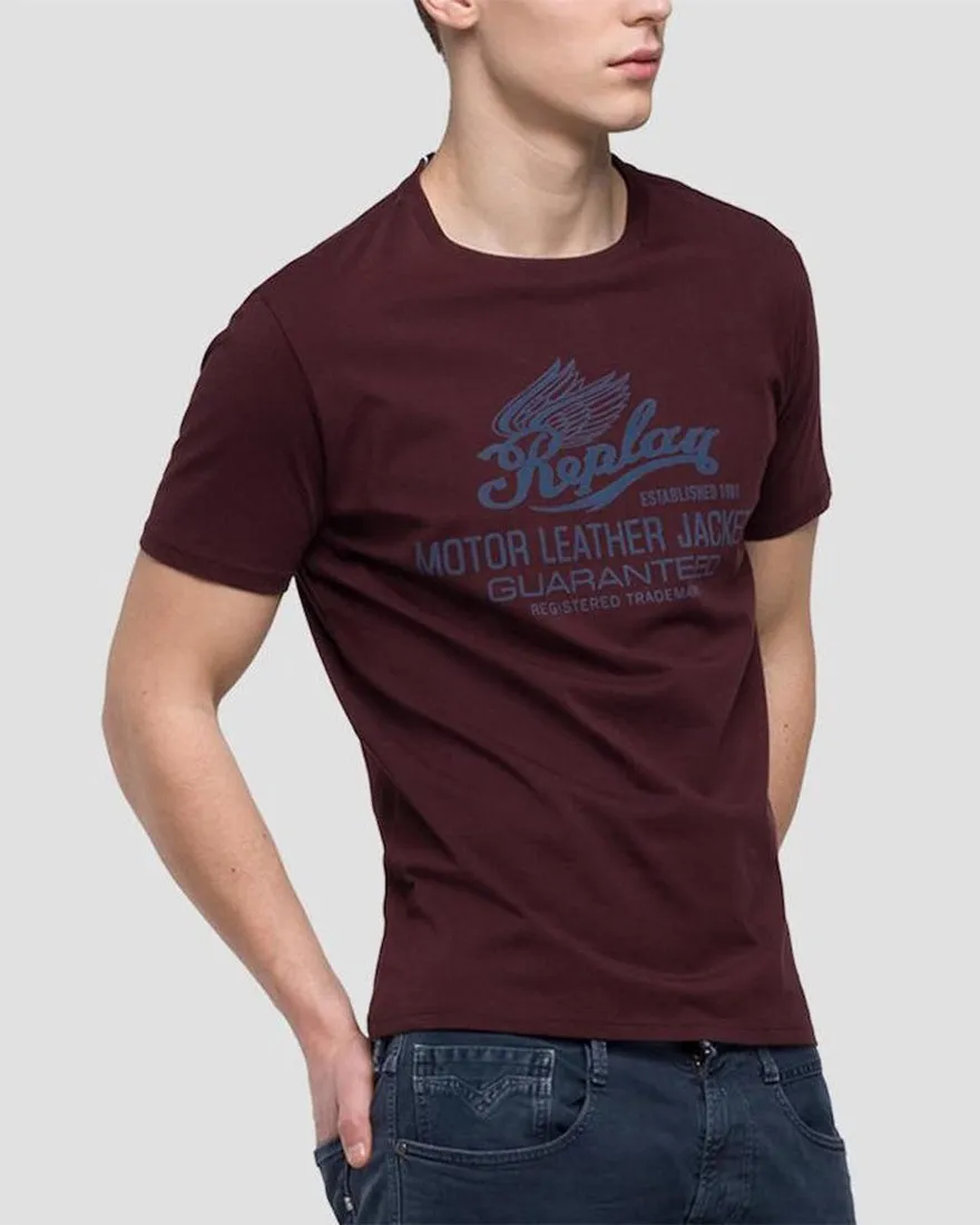 REPLAY M35972660 BURGANDY CREW T-SHIRT