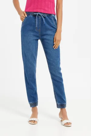 Senior Girls Blue Jogger Jeans