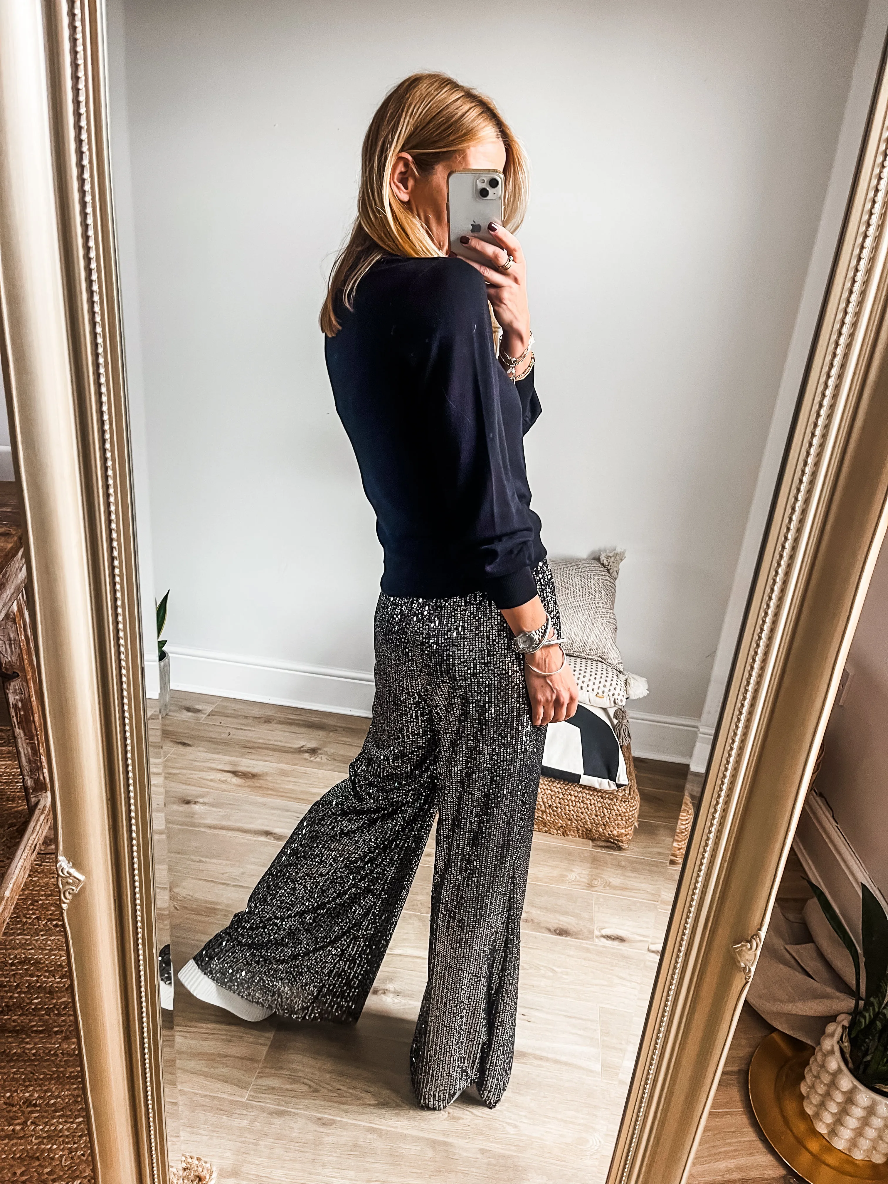 Sequin Wide Leg Trousers