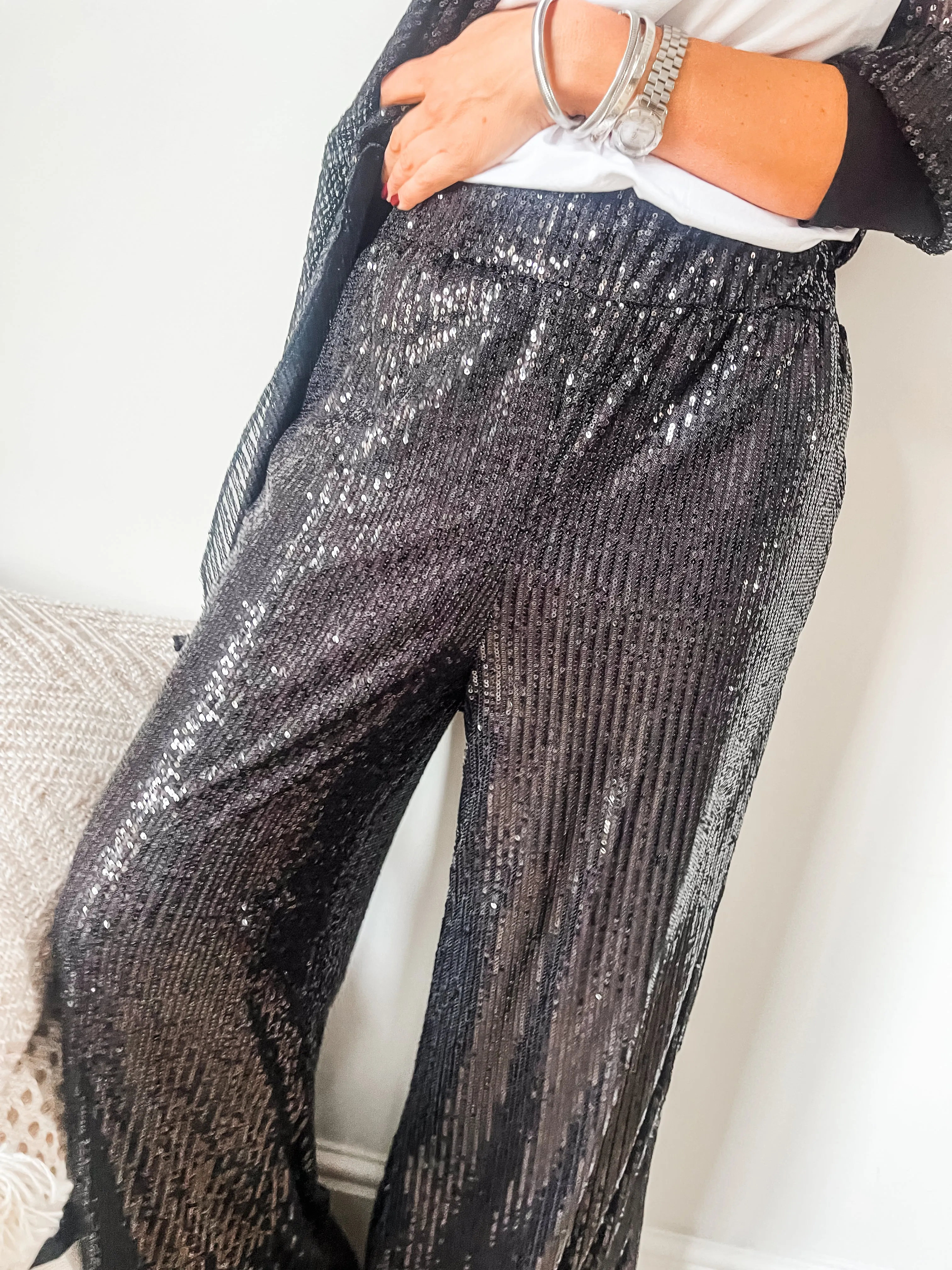 Sequin Wide Leg Trousers