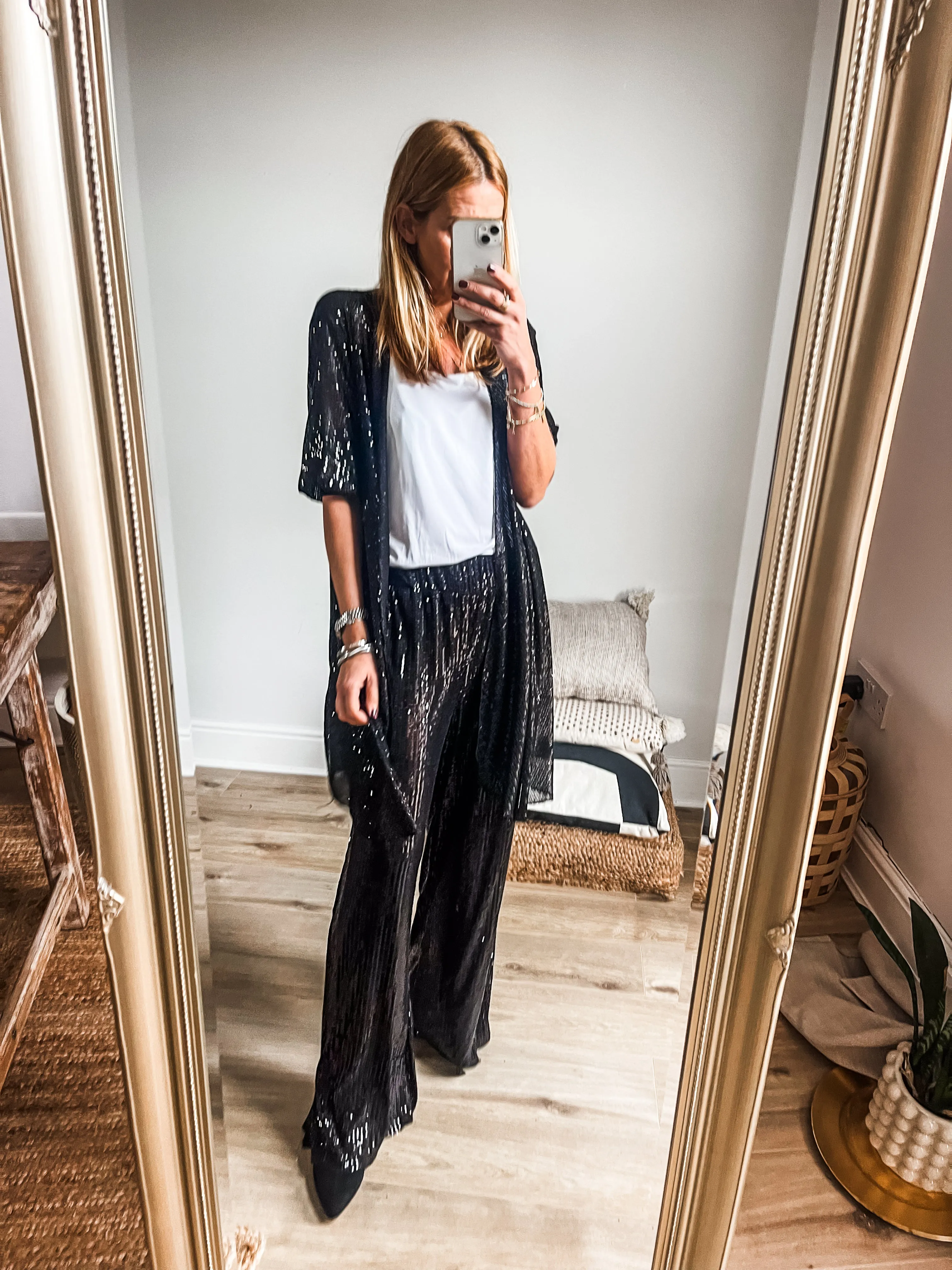 Sequin Wide Leg Trousers