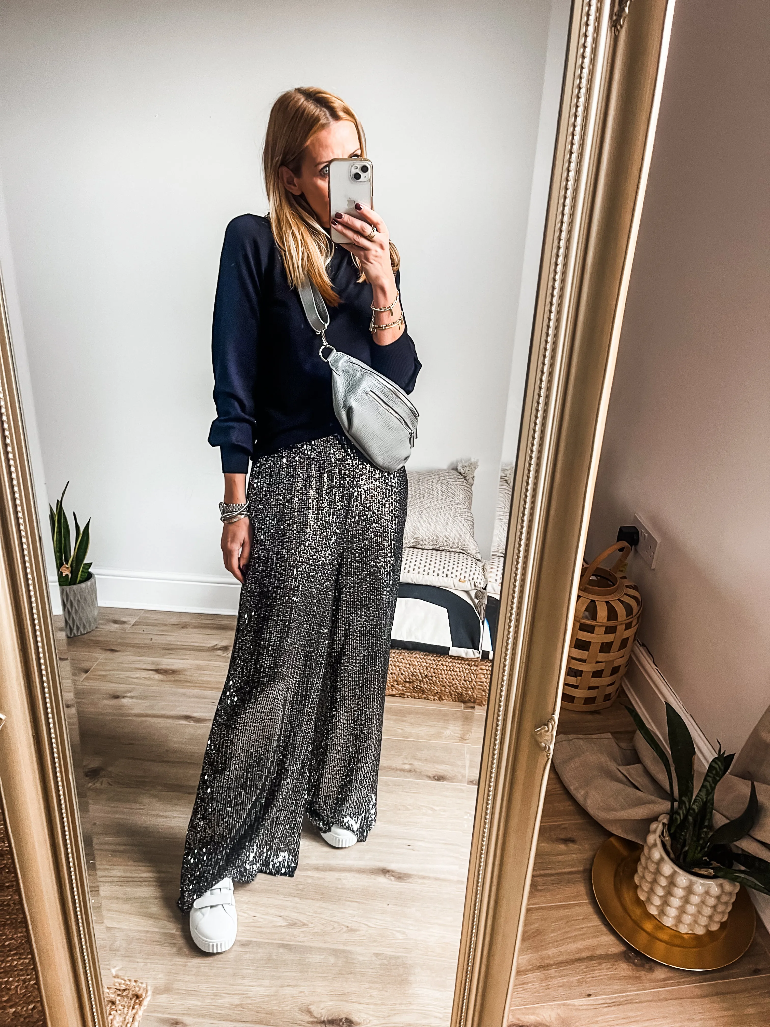 Sequin Wide Leg Trousers