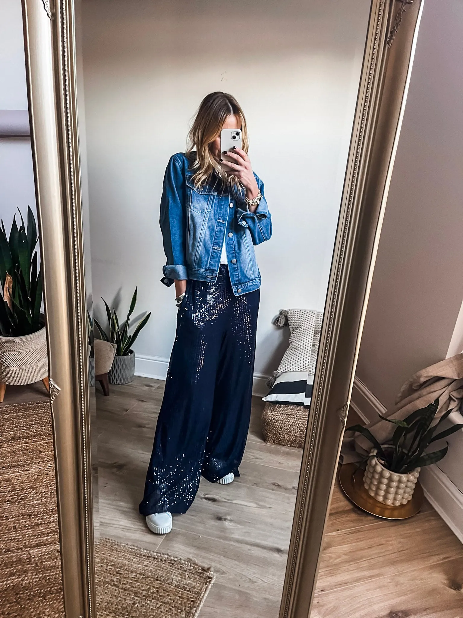 Sequin Wide Leg Trousers