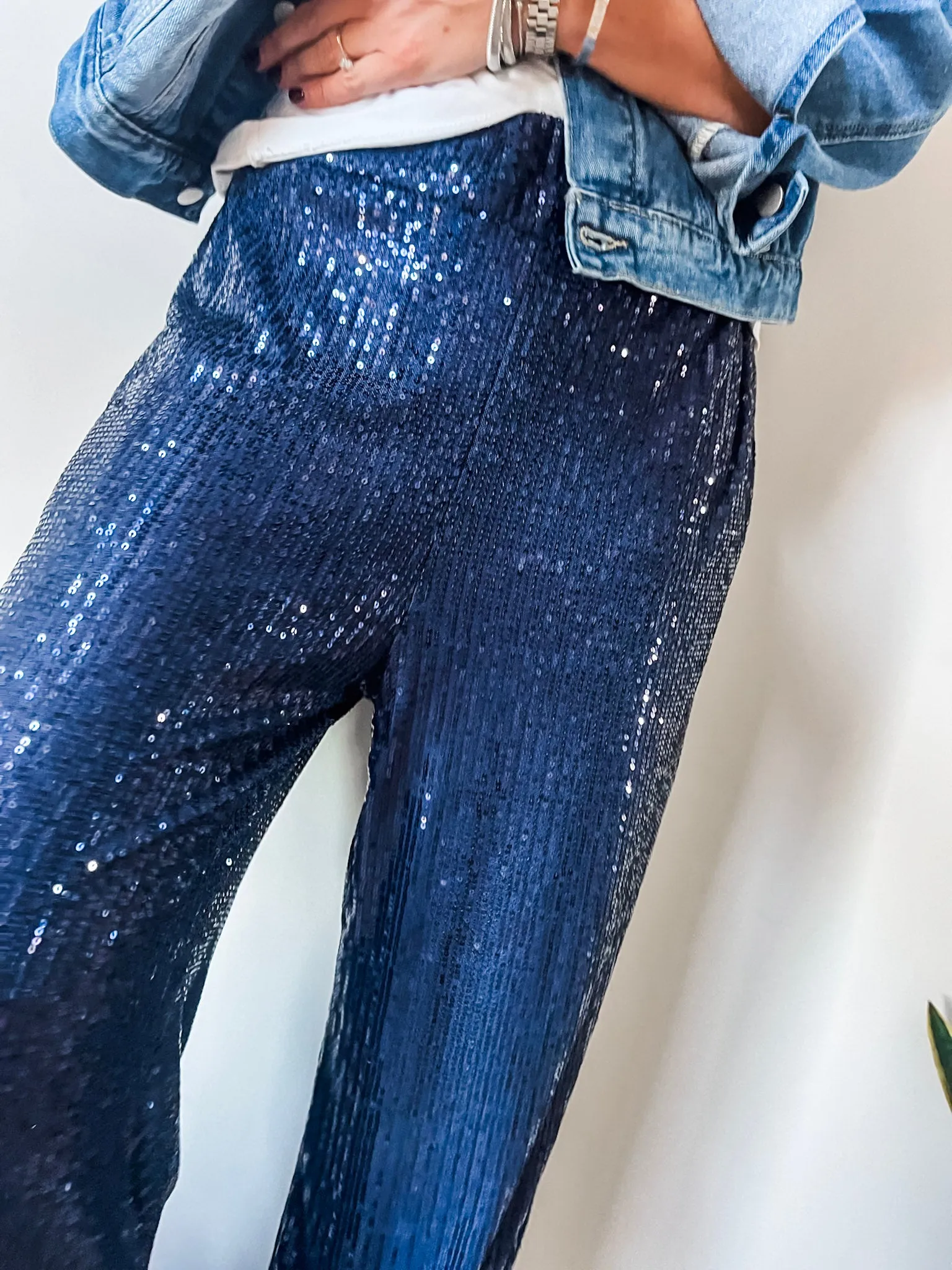 Sequin Wide Leg Trousers