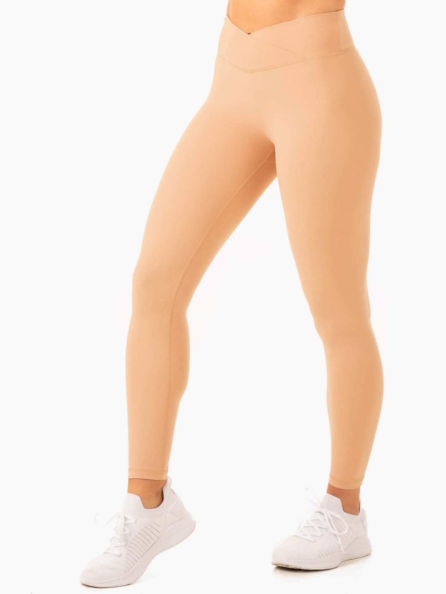 Serene Cross Over Scrunch Leggings - Tan