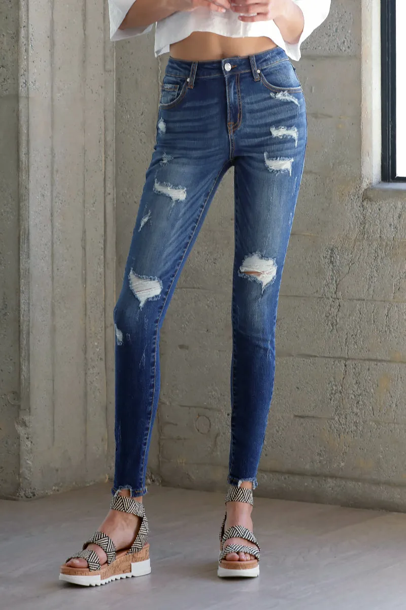 Simple Mind Distressed Ankle Skinny Jeans