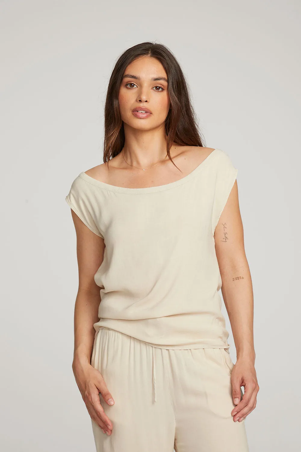 Sleeveless Bark Dolman Tee