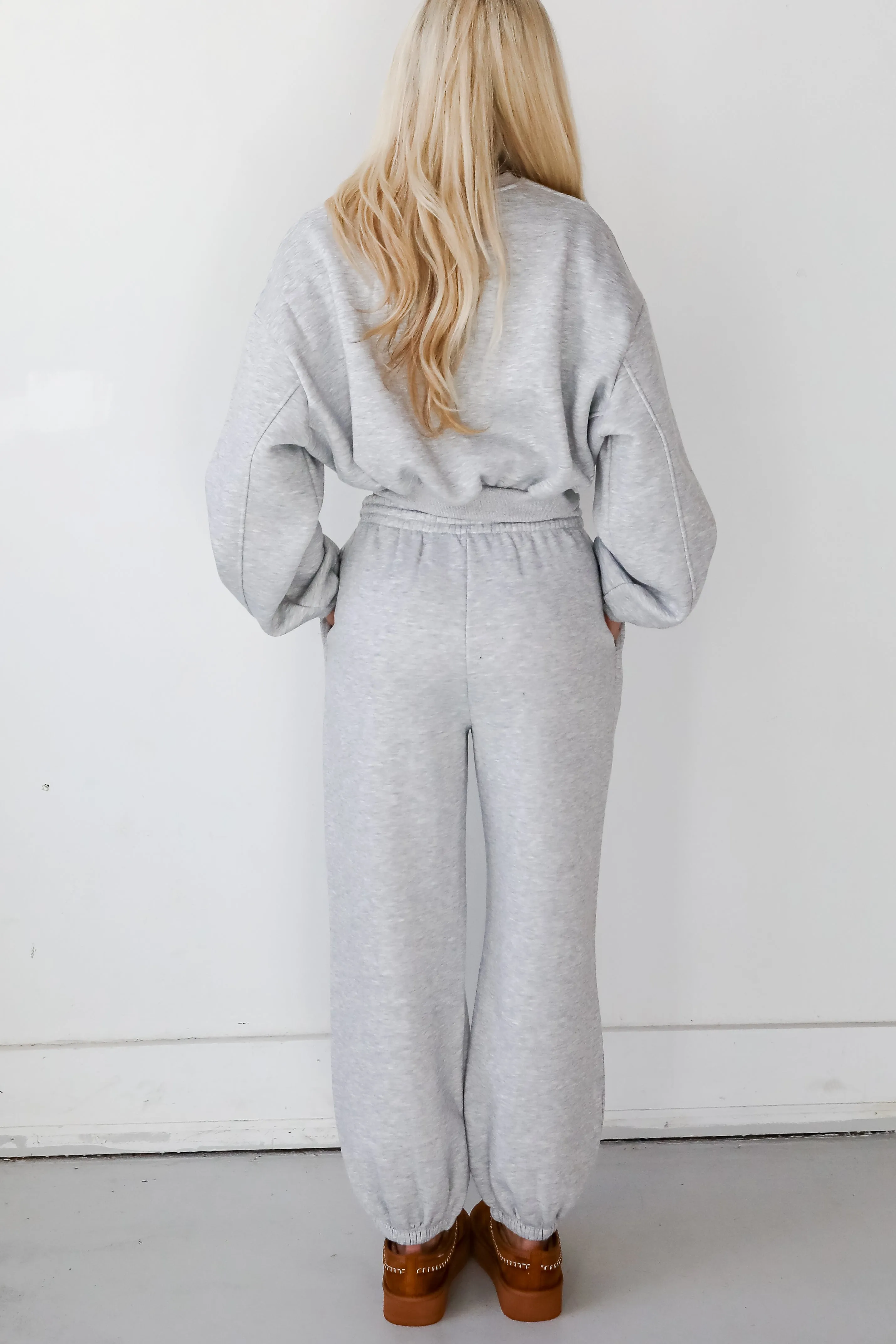 Snuggly Style Heather Grey Fleece Joggers - DOORBUSTER