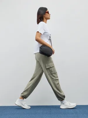 Studiofit Sage Cargo-Style High-Rise Cotton Joggers