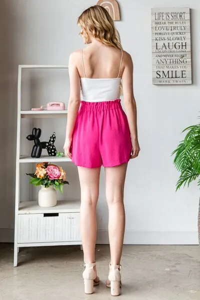 Texture High Waist Tied Shorts