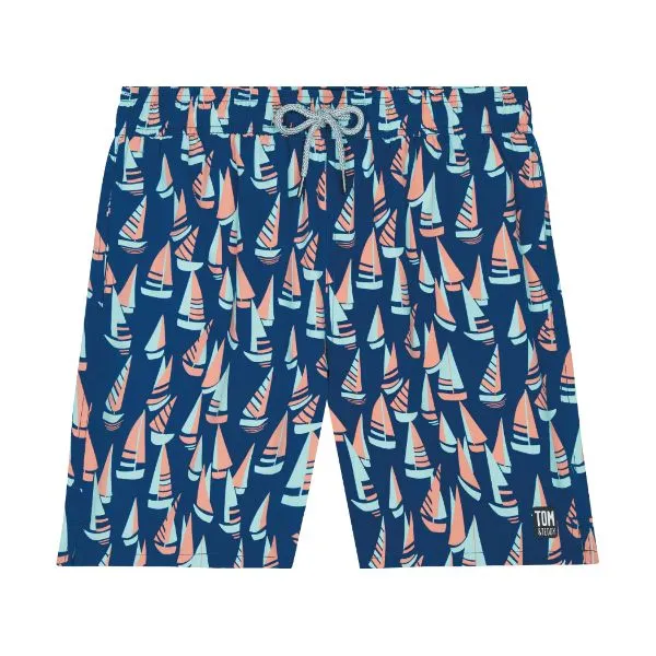 TOM & TEDDY - Men's Shorts  (Marine Blue & Coral Boats)