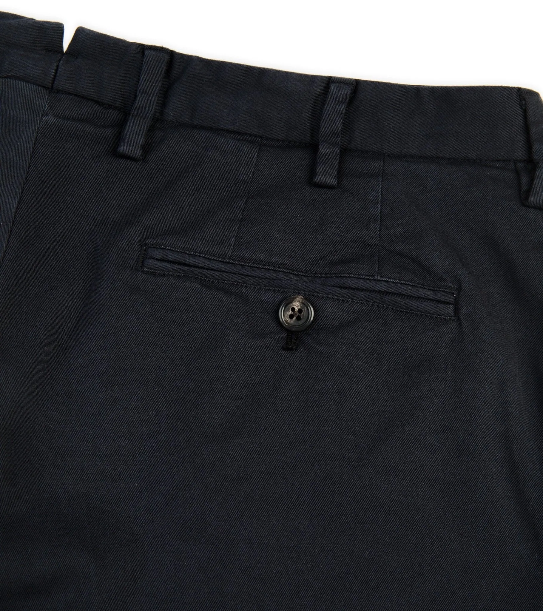 Trunk Welbeck Flat Front Cotton Trousers: Navy