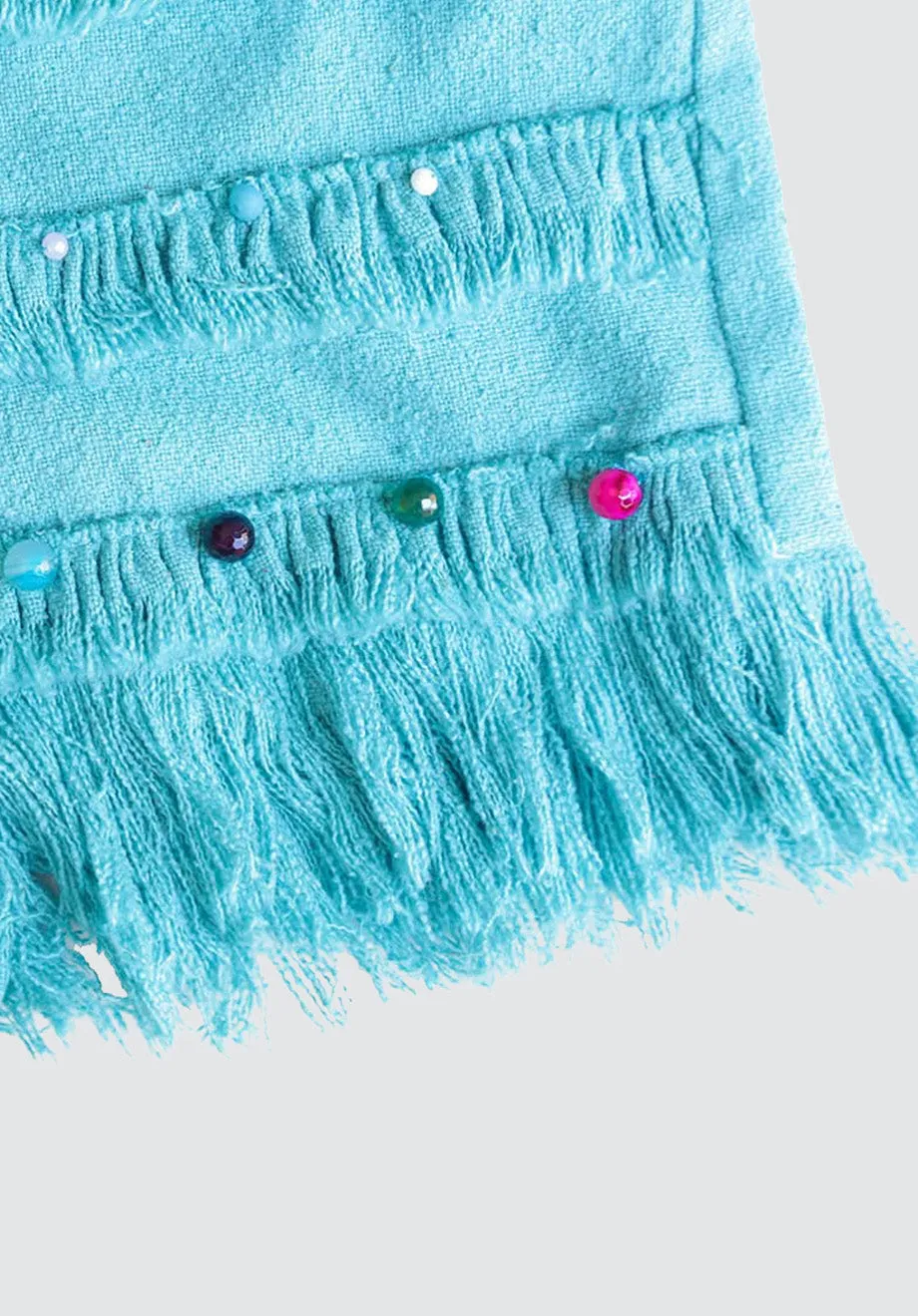 Turquoise | Fringe Short 100% Silk