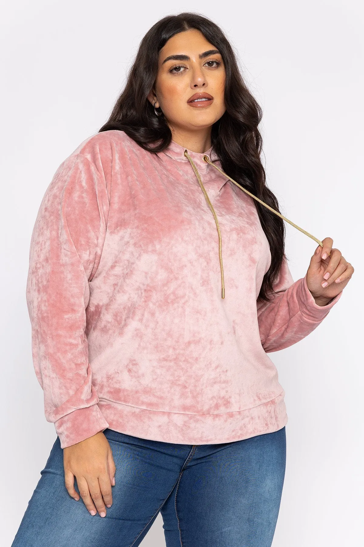 Velvet Hoody in Pink