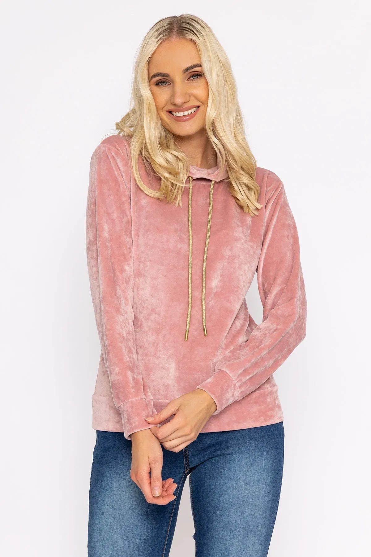 Velvet Hoody in Pink