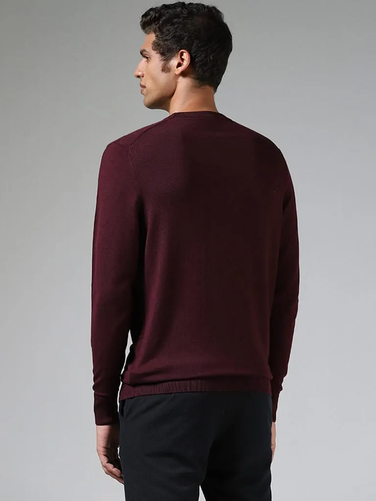 WES Formals Wine Slim-Fit Sweater