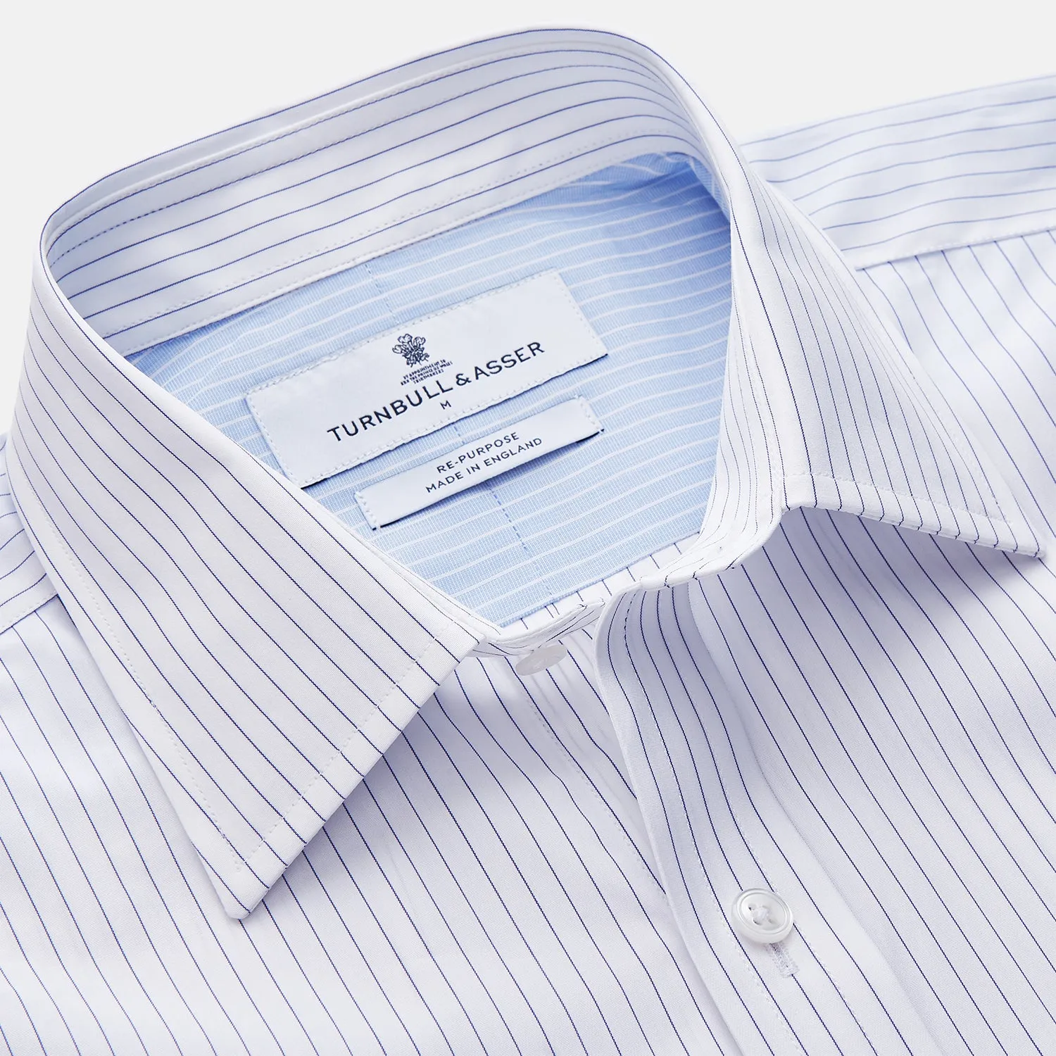 White and Blue Stripe Cotton RE-PURPOSE Weekend Fit Finch Shirt