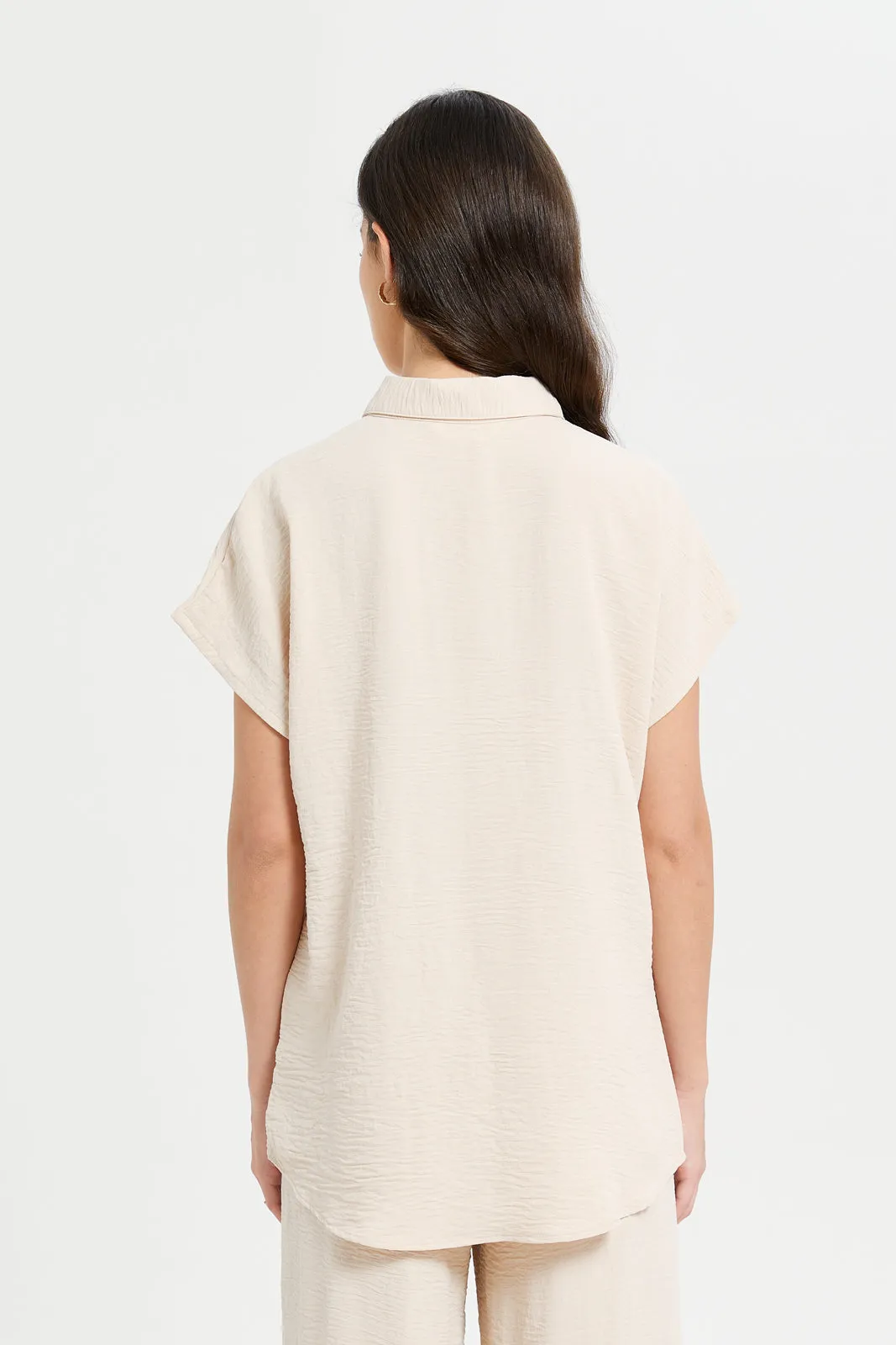 Women Cream Drop Shoulder Shirt