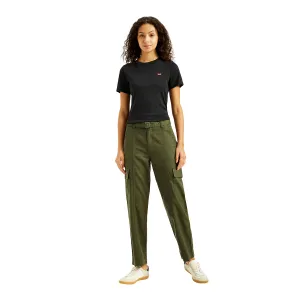 Women's Mid Rise Olive Regular Fit Cargo Trousers