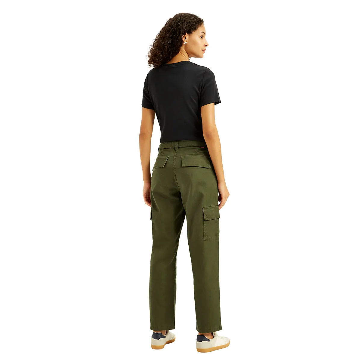 Women's Mid Rise Olive Regular Fit Cargo Trousers